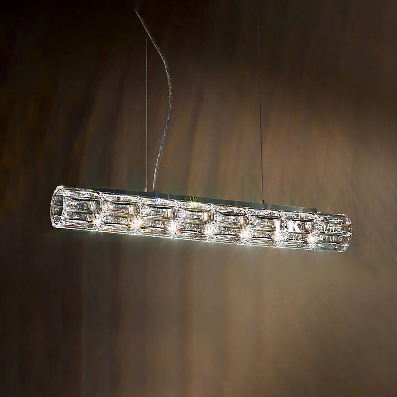 Contemporary Style Linear Shape Island Light Crystal Island Lighting in Transparent