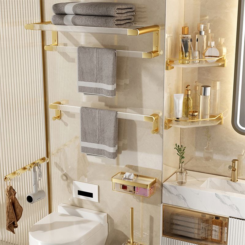 Modern Bathroom Accessory Set in Gold Metal and Acrylic Bath Hardware Set