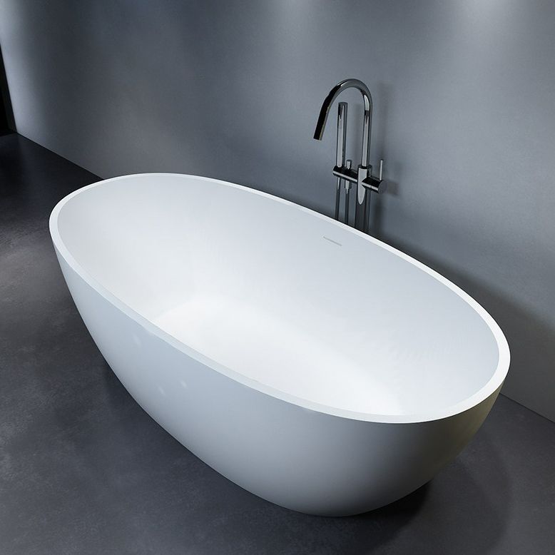 Oval Stone Soaking Bathtub Antique Finish Freestanding Bath Tub