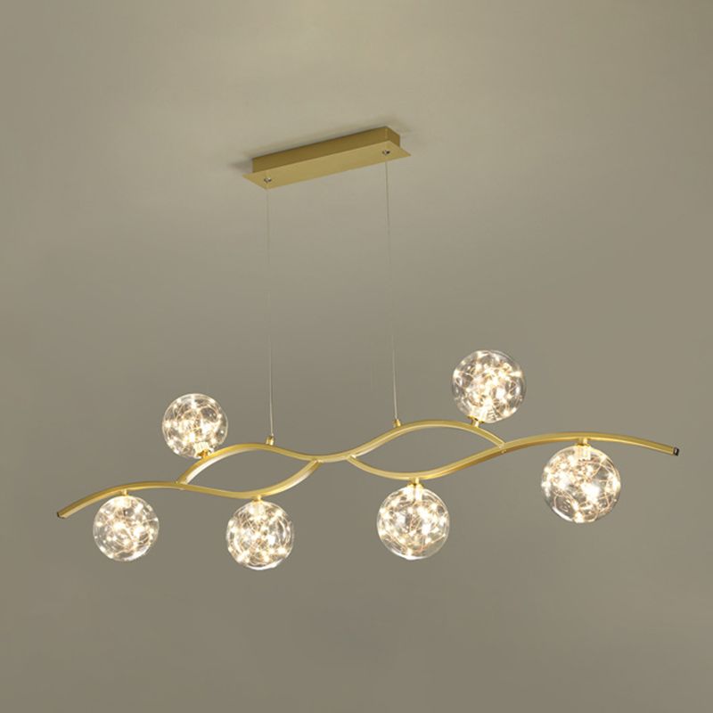 Modern Style Chandelier Light Round Glass Shade Ceiling Hanging Light for Dining Room