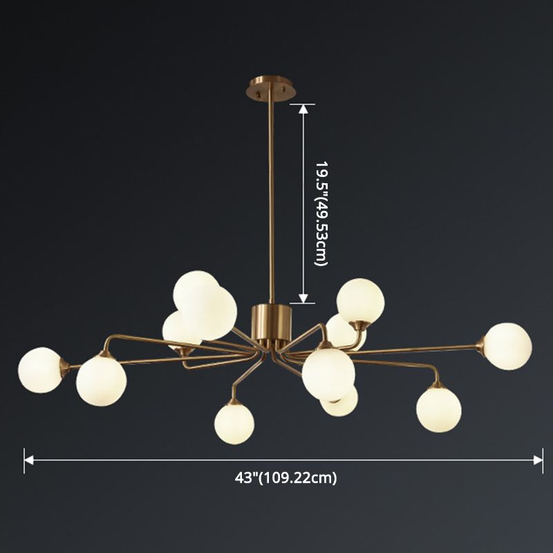 Modos Chandelier Lighting Fixture Simplicity White Glass Brass Finish Ceiling Light for Living Room