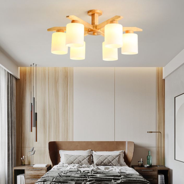 Cylindre en bois de caoutchouc de plafonnier moderne style simplicité SMEI PRENDANT DE MOUNT-MOUNT POUR LE SOIR