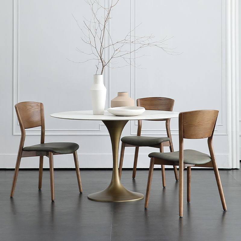 Silla lateral de comedor con respaldo abierto contemporáneo, sillas laterales de madera sin brazos con patas