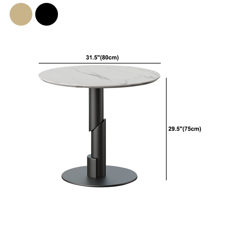 Modern Style Dining Table Sintered Stone Round Table with Metal Base