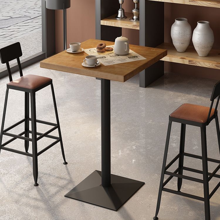 Indoor Industrial Bar Dining Table Square Metal and Wood Bar Table