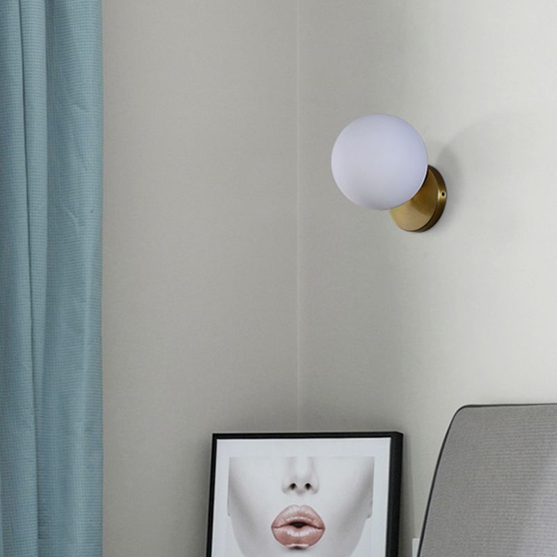 Ball Shade Glass Wall Sconce Modern Style Single Light Wall Mounted Light in Brass