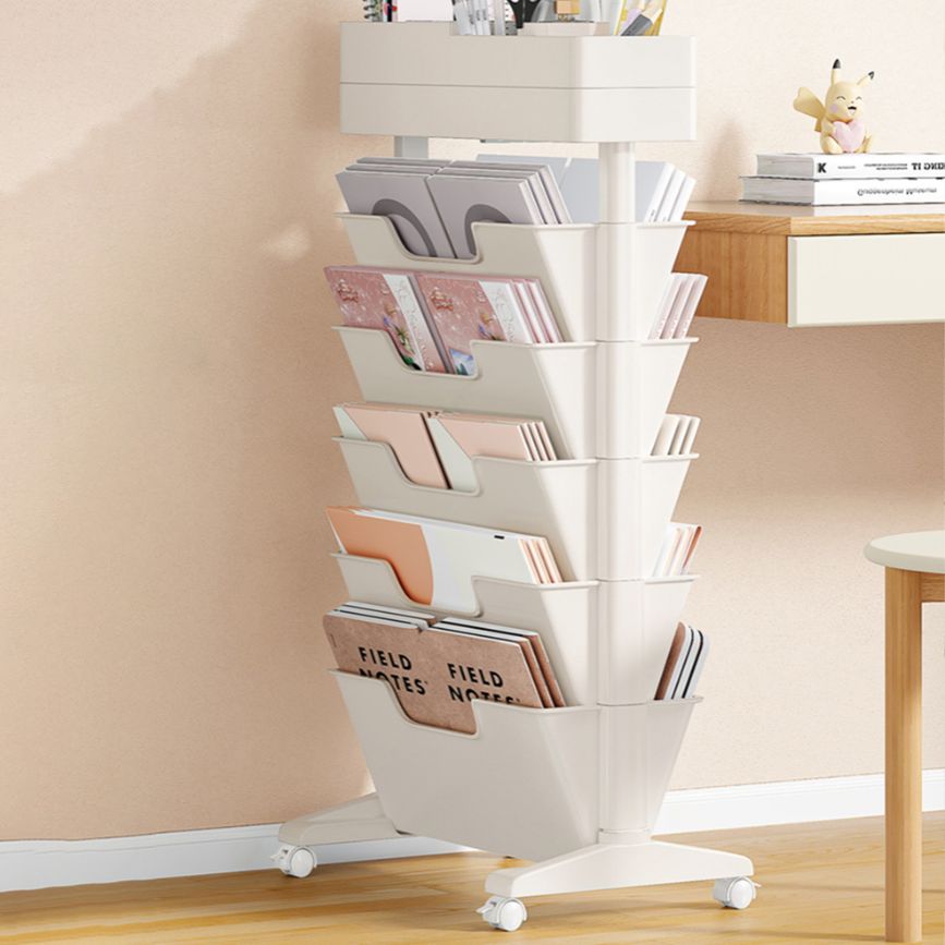 7.87"W Bookcase Contemporary Style Closed Back White Bookshelf for Home Office