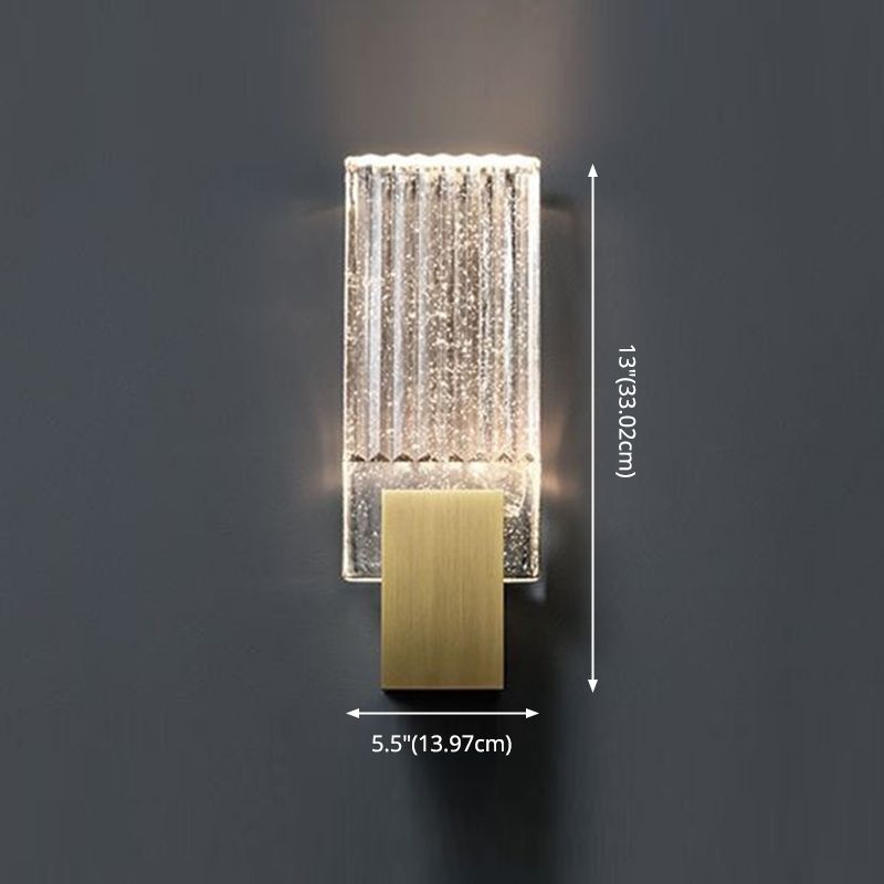 1-Light Rectangular Wall Light Fixture Modern Style Crystal Wall Sconces Lamp in Brass