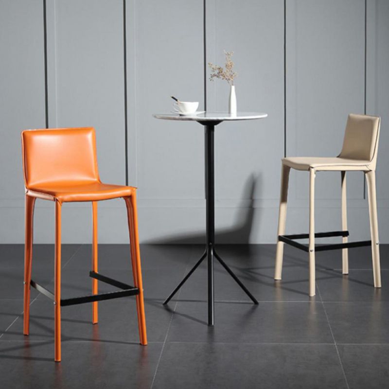 Contemporary Metal Legs Faux Leather Upholstered Living Room Bar Stool