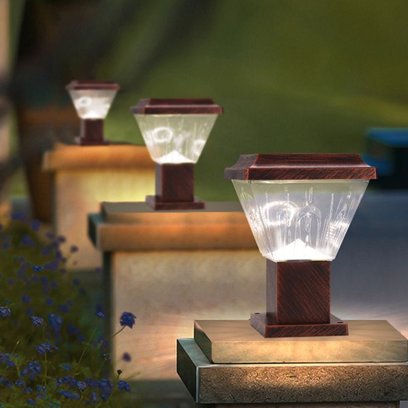 Modern LED Pillar Lamp Waterproof Solar Lighting Fixture with Acrylic Shade for Garden