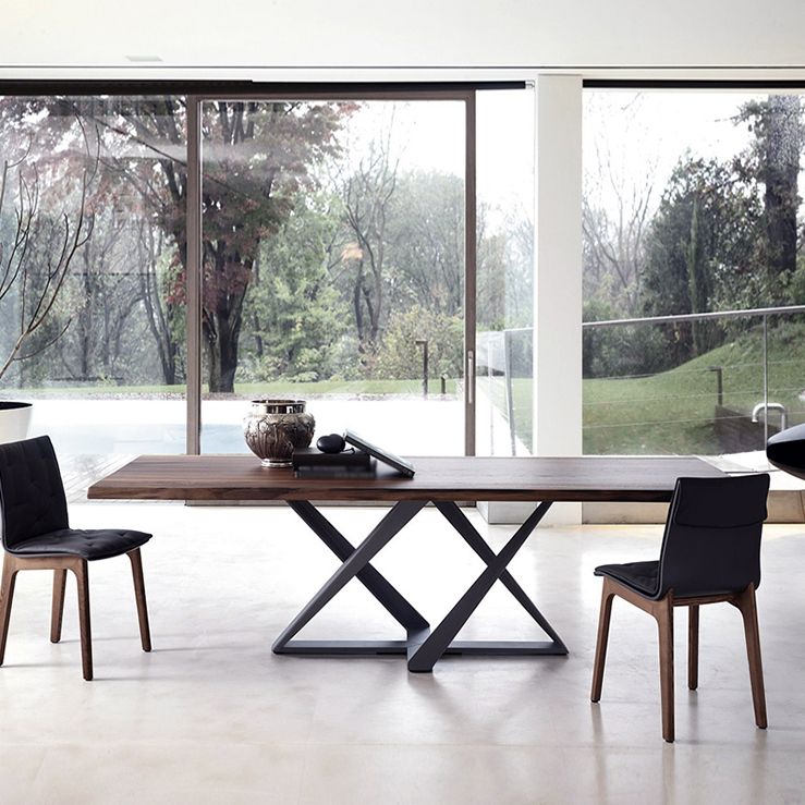 Metal Industrial Rectangle Dining Table Solid Wood Table for Dining Room and Kitchen