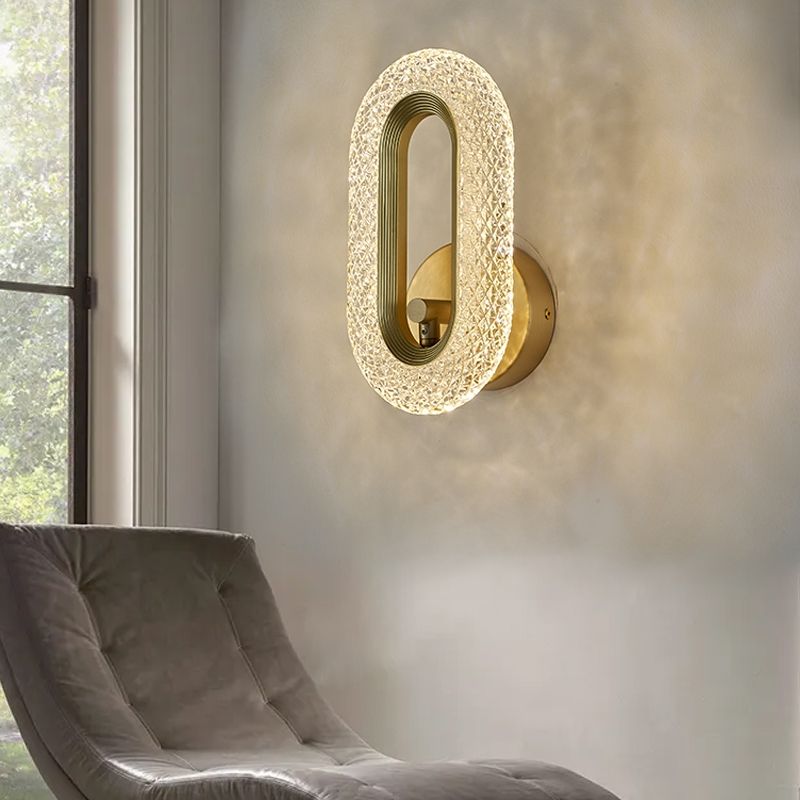 Contemporary Acrylic Wall Mount Lamp Bronze Oval Wall Sconce for Bedroom