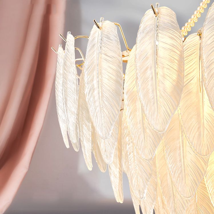 Costilla de iluminación moderna de lámpara de forma de pluma con pantalla de lámpara de vidrio para estudiar