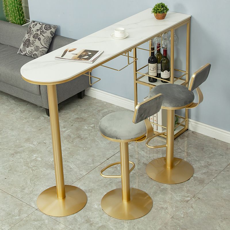 Modern Free Form Bar Dining Table Metal and Stone Bar Table for Living Room