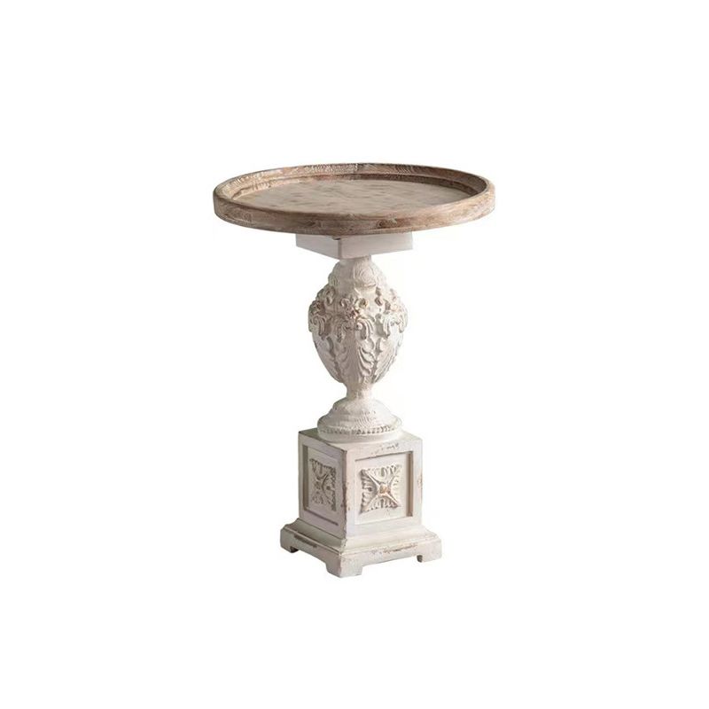 Round Pedestal Side Table French Rustic Side End Snack Table