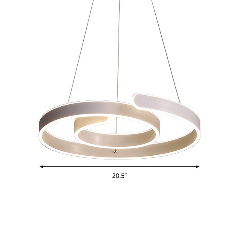 Twisting Acrylic Ceiling Light Modern LED White Chandelier Pendant in Warm/White Light