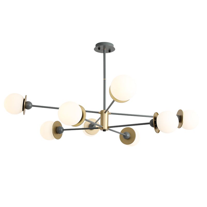 Simplicidad contemporánea de 8 luces Candelier de vidrio Reduce Metal Diseño de estilización molecular de iluminación Colgante