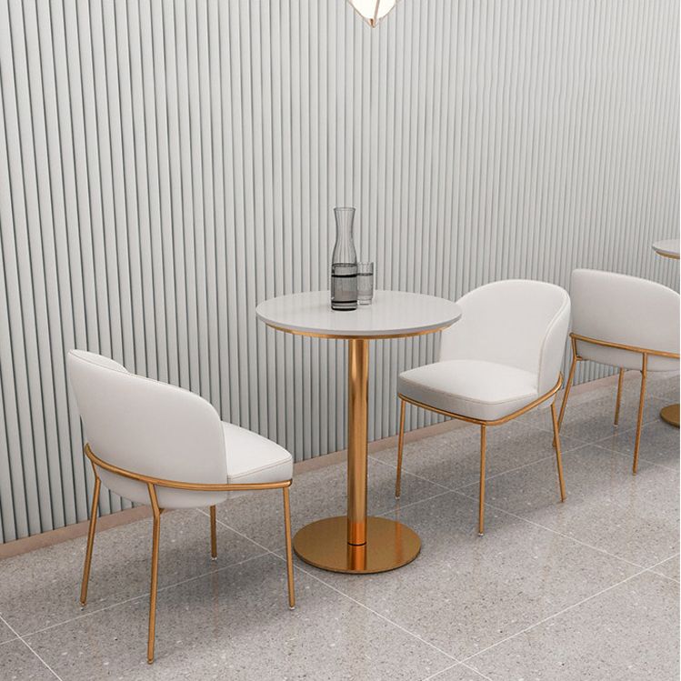 Silla de comedor escandinava de metal para comedor, silla sin brazos amortiguada con respaldo