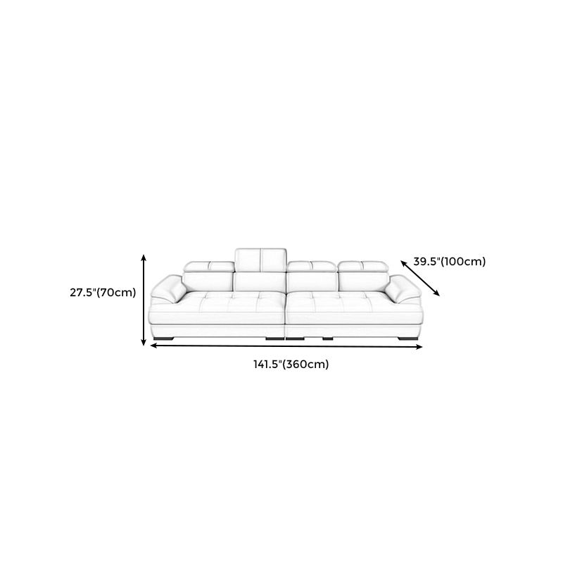 Beige Contemporary Sofa with Pillow Top Arm and Storage 27.6"