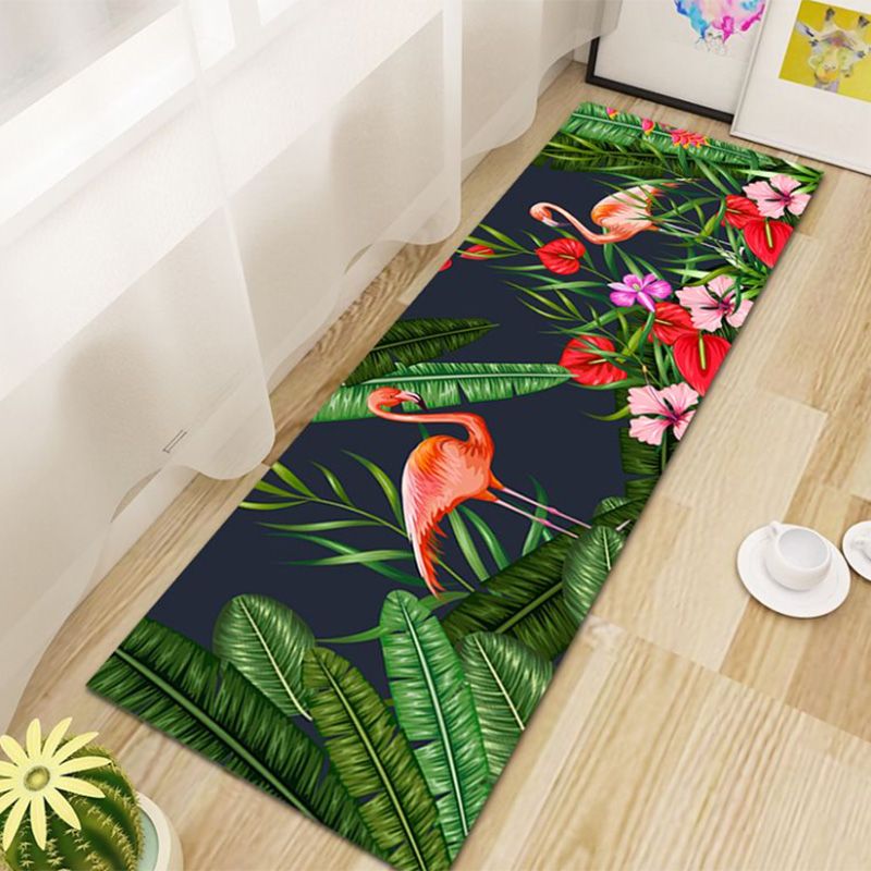 Green Modern Carpet Polyester Plant Carpet Non-Slip Backing Area Carpet for Living Room