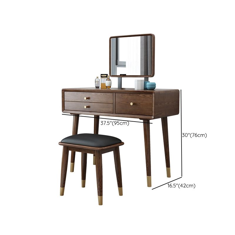 3-Drawer Vanity Makeup Table Set Traditional Mirrored Ash Vanity