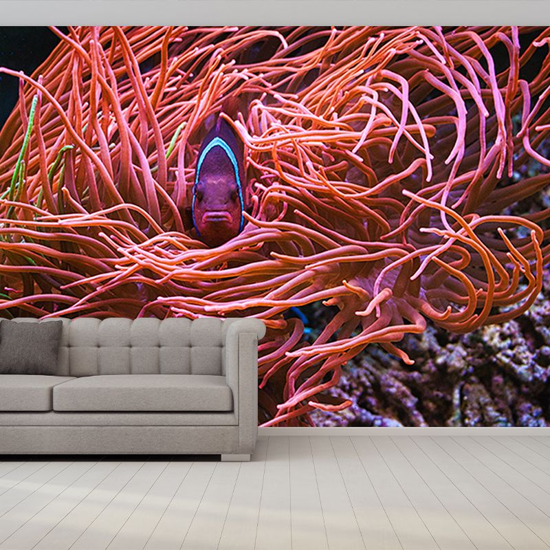 Coastal Fancy Wall Mural Fish Pattern Living Room Wall Mural