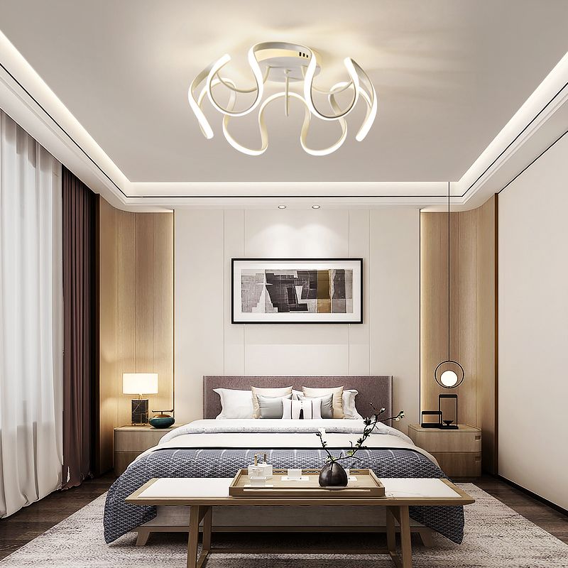 Seamless Curves Acrylic Ceiling Lighting Modern LED Semi Flush Mount Lighting for Bedroom
