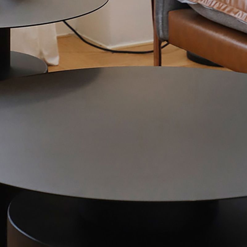 Black/White Pedestal Coffee Table Metal Round Cocktail Table