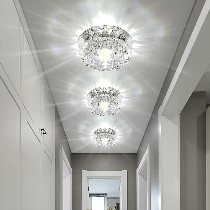 Lampada da incasso a soffitto con motivo floreale in cristallo trasparente Modernità LED cromato per portico