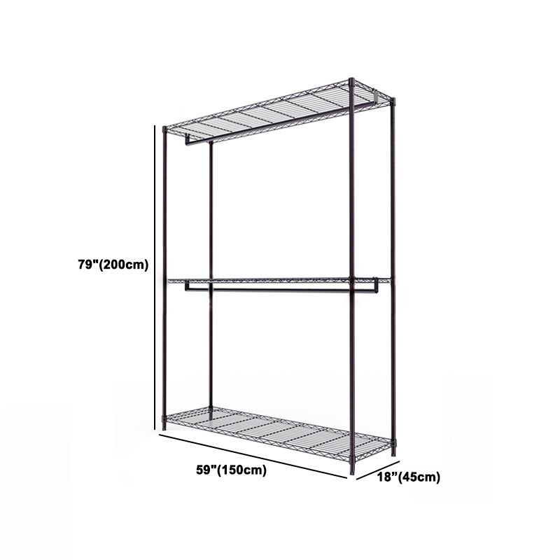 Black Contemporary Style Armoire Metal Steel Armoire for Bedroom