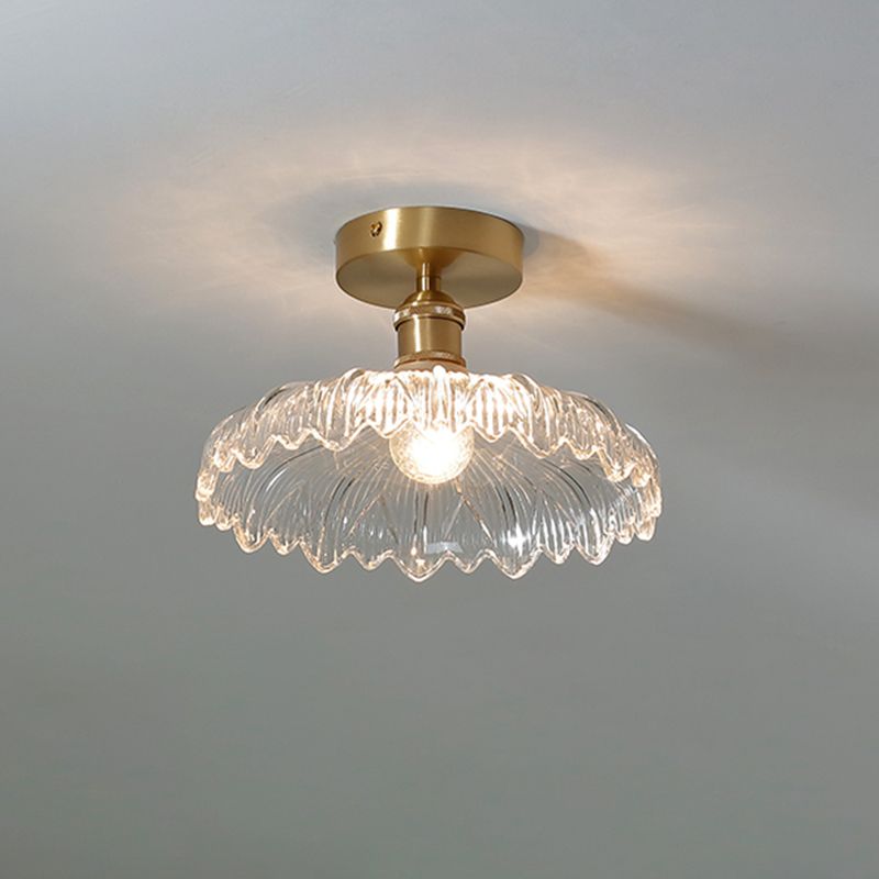 Colonial Prismatic Glass Flush Light Fixtures Blossoms Flush Mount for Hallway