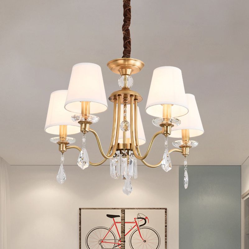 Borta lampada lampadina in ottone in ottone 5 teste tradizionali a sospensione con drappeggio cristallino