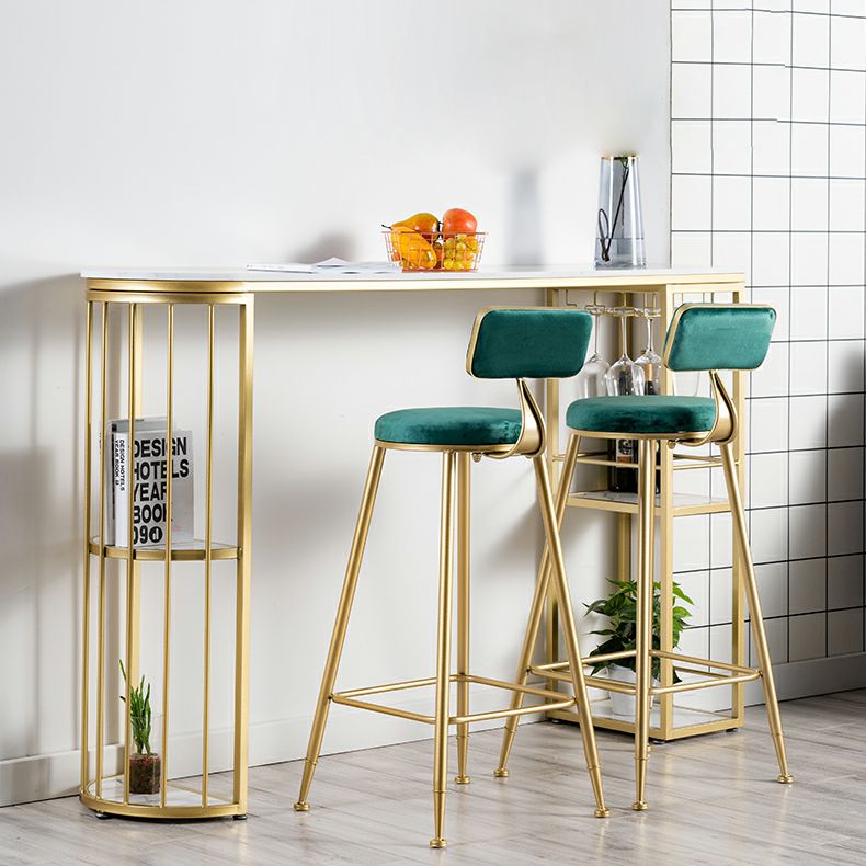 Modern 1/3 Pieces Bar Table Set Stone Counter Table with High Stools for Living Room