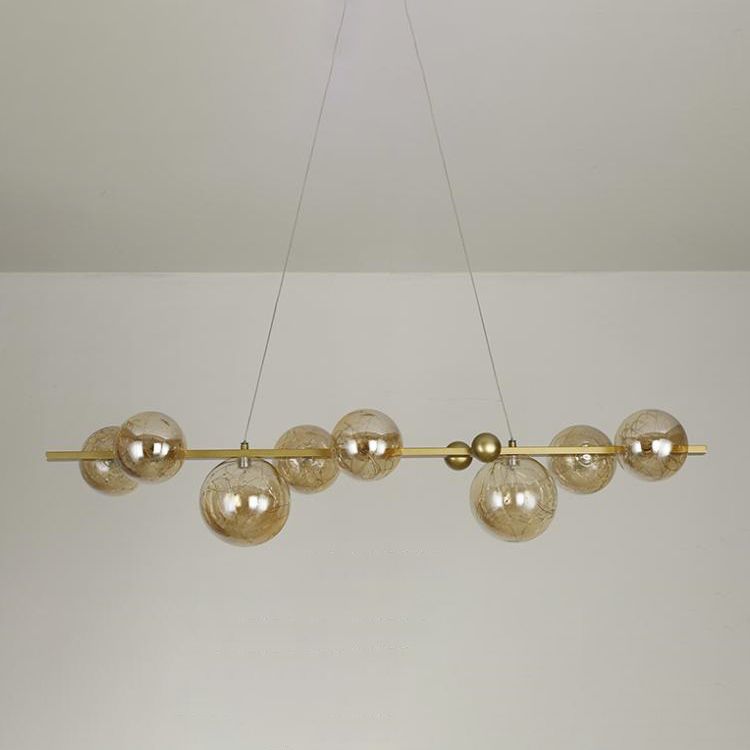 Sphere Island Lighttures Modern Glass Island Chandelier en Gold Finish