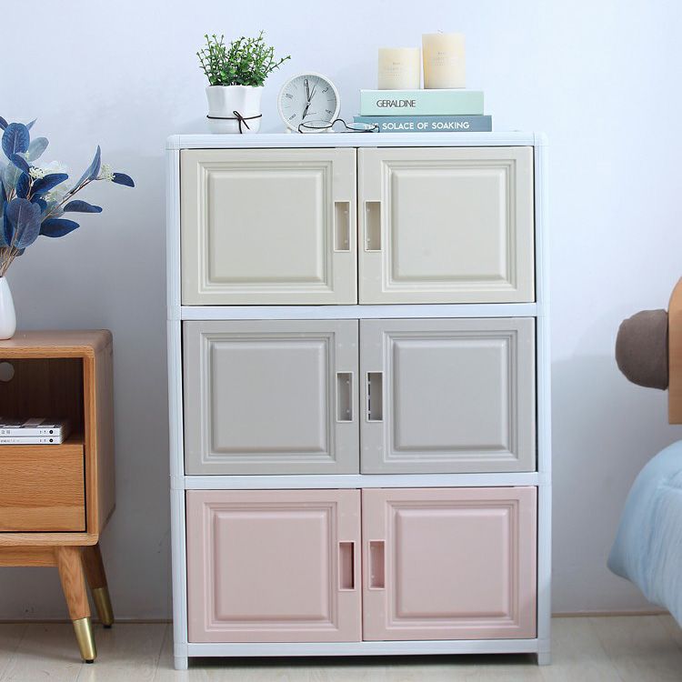 Contemporary Hinged Storage Cabinet Plastic Non-Hanging Armoire