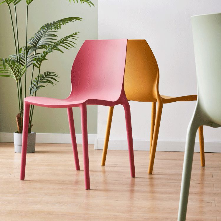 Contemporary Plastic Dining Side Chair Stackable Side Chair Set for Dining Room