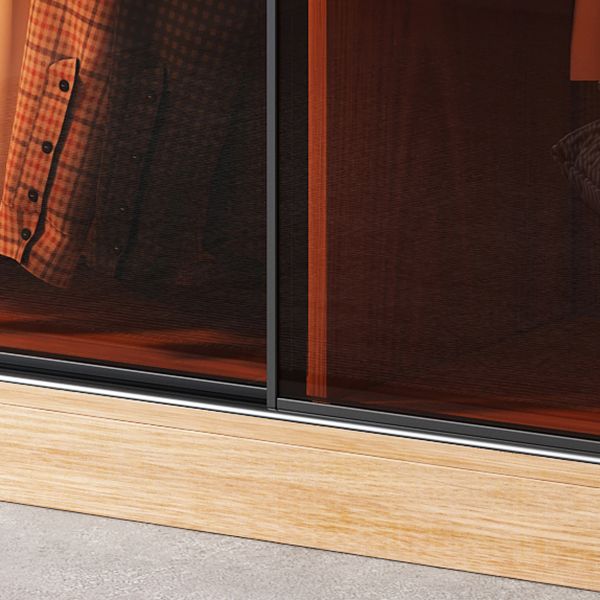 Clear Glass Door Storage Cabinet Modern Sliding Door Wardrobe for Home