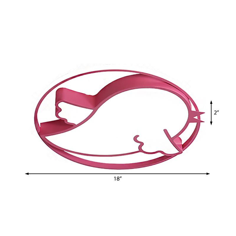 Bird Shaped Flushmount Light Kids Acrylic LED Blue/Pink Ceiling Light Fixture with Metal Ring for Child Bedroom