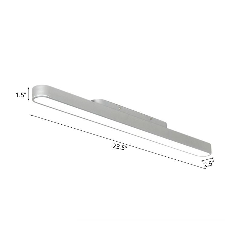 Sleek Oval Metal Flush Lighting Modern Led Black/Silver Flush Mount Fixture for Office, 23.5"/35.5"/47" Wide