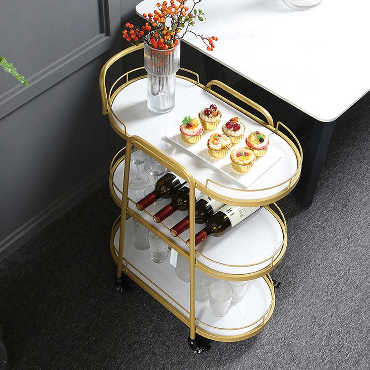 Contemporary Style Rolling Prep Table Stone Prep Table for Kitchen