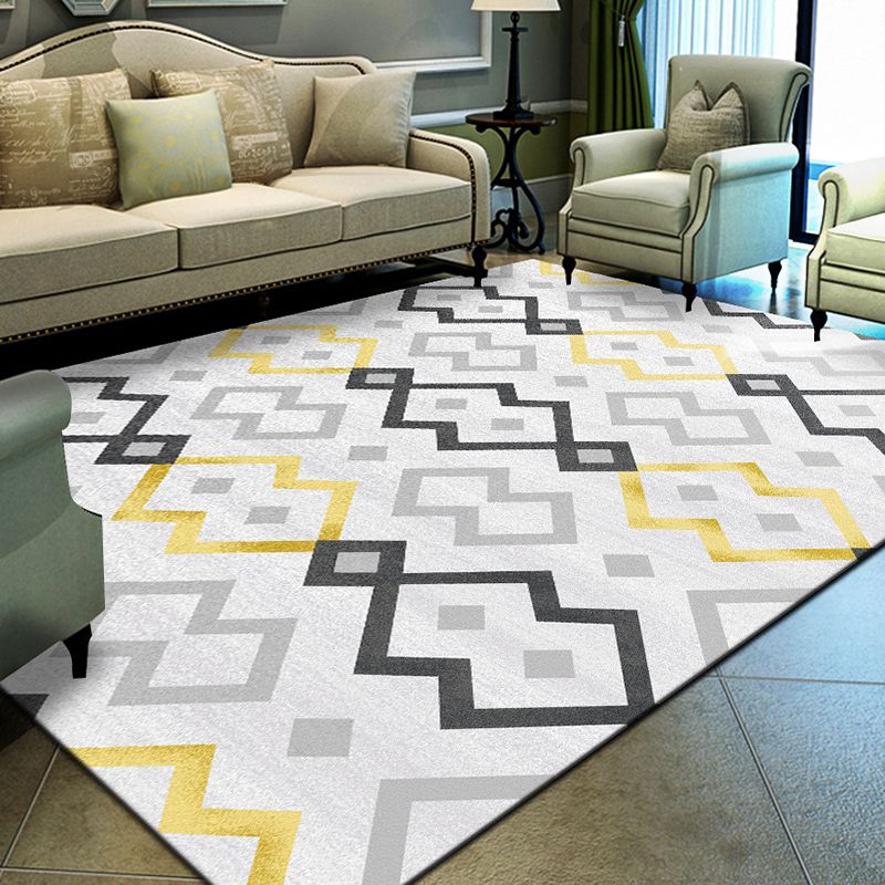Unique Geometrical Print Rug Multi Color Modern Carpet Synthetics Stain Resistant Washable Non-Slip Backing Rug for Home
