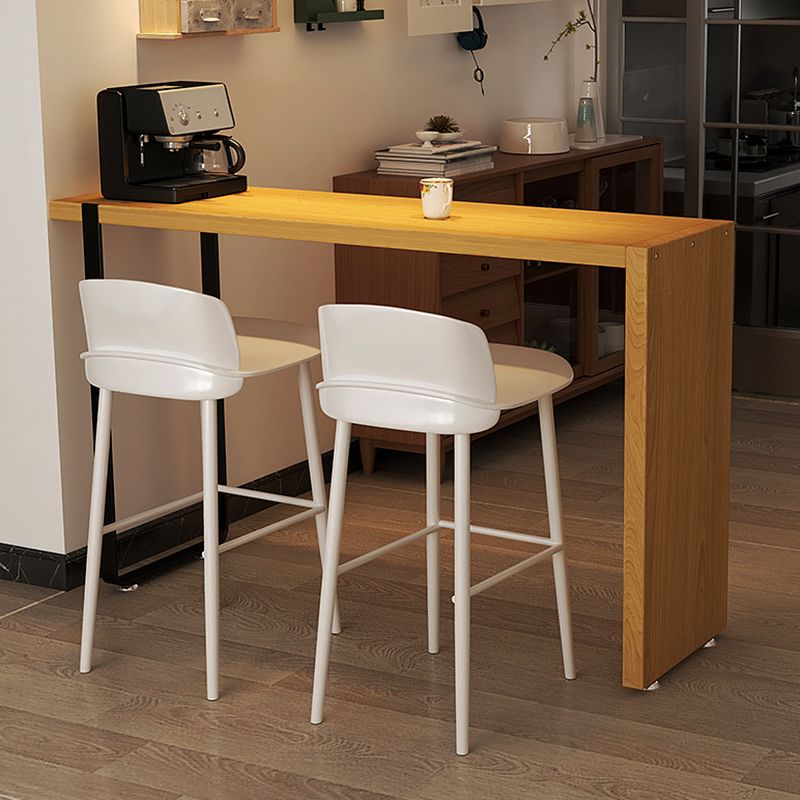 Rectangular Pine Wood Top Bar Table Modern Bistro Pub Table with Double Pedestal