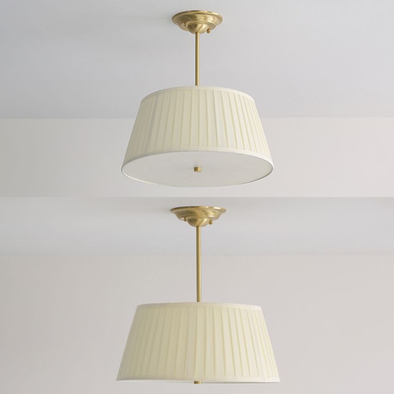 Geplooide Stof Tapered Drum Schaduw Plafond Lamp Minimalistische Eetkamer Semi-flush Licht