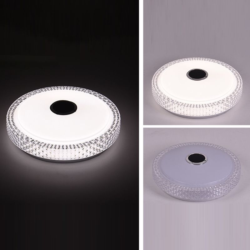 Weiße kreisförmige WLAN-Deckenleuchte, moderne LED-Acryl-Unterputzleuchte für Schlafzimmer