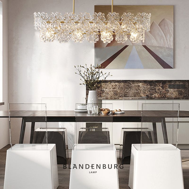 Modern Glass Island Chandelier Lights Minimalism Living Room Suspension Light