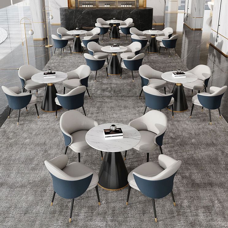 Round Dining Table with Pedestal Base Traditional Luxury Stone Top Table for Home