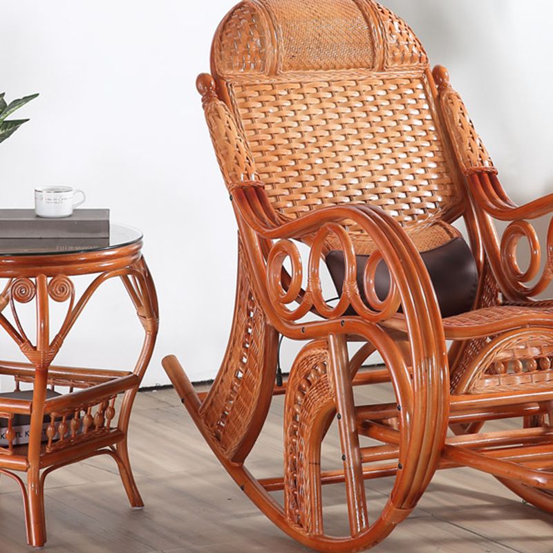 Mid-Century Modern Recliner Chair Rattan/Wicker Recliner Chair for Parlor