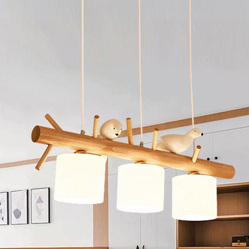 Luces colgantes contemporáneos luces de la isla de cilindro vidrio blanco para la isla de cocina