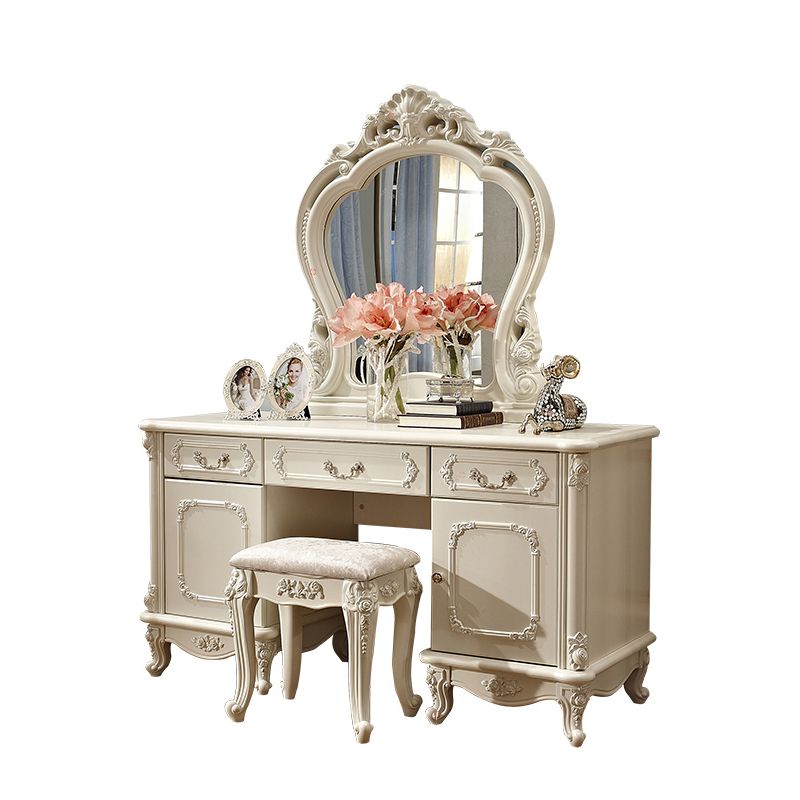 Victorian Storage Makeup Vanity Desk Bedroom Dressing Table Stool Set with Drawer