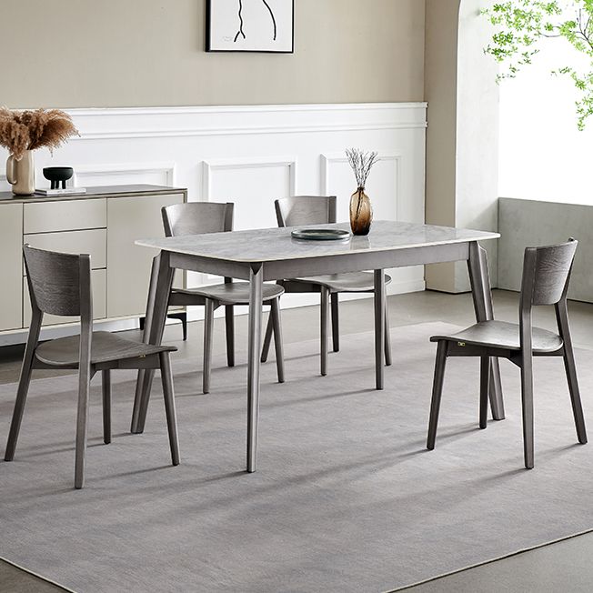 Contemporary Wood Dining Armless Chairs Open Back Dining Side Chair for Restaurant Use